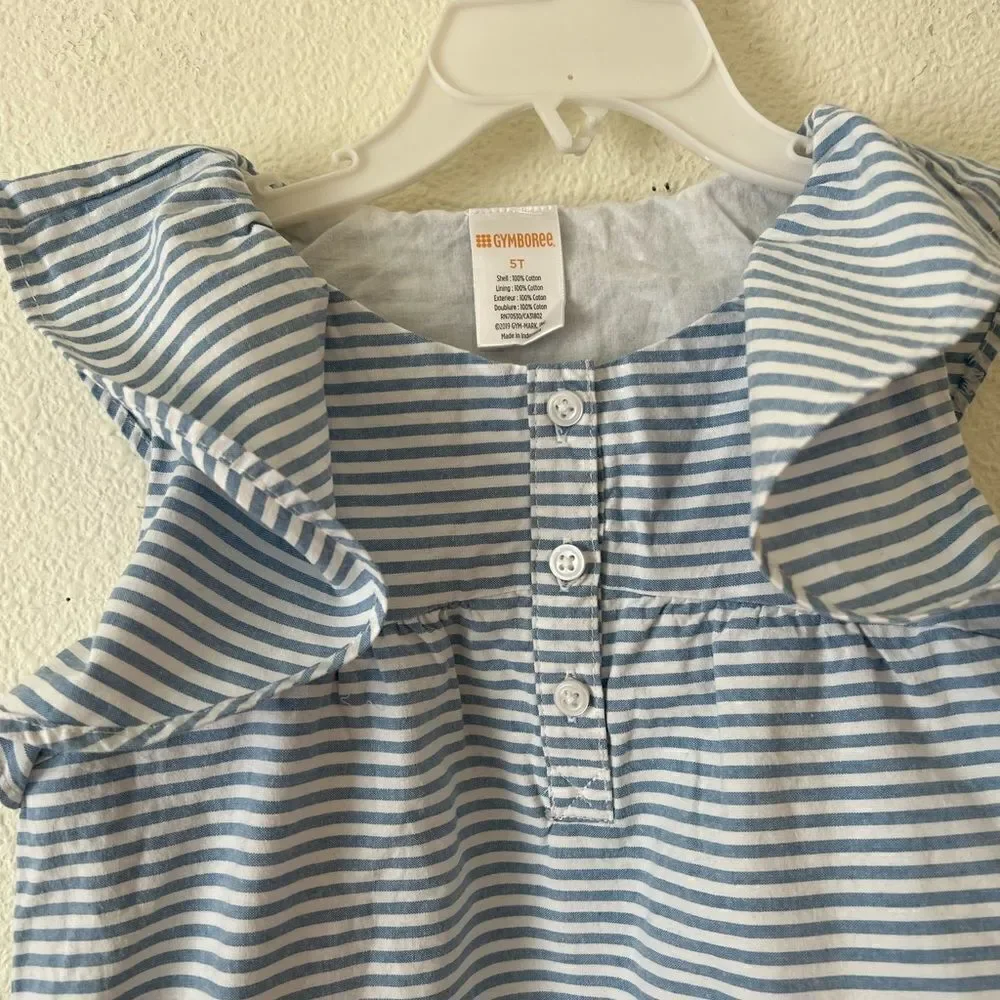 Gymboree Girls Blue /white striped Dress 5t